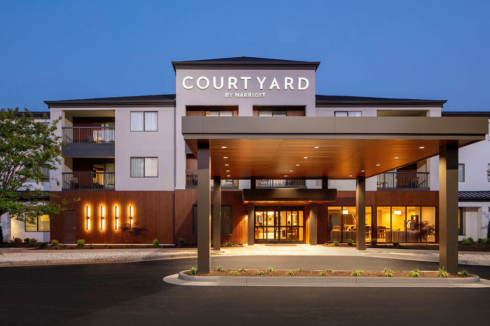 exterior hotel renovation of the courtyard by marriott in lynchburg virginia