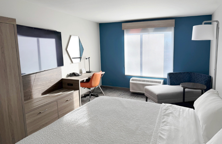 After interior hotel guest room renovation of the holiday inn express in lander wyoming